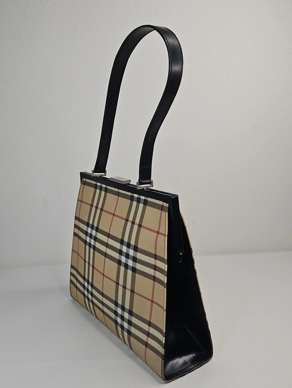 Authentic Burberry Vintage Nova Check Framed Shoulder Bag Classic Plaid - Picture 6 of 15